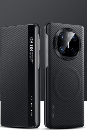 SULADA Kevlar 600D Texture Smart Window Leather Phone Case, For Huawei Mate X6, For Huawei Mate X5, For Huawei Mate X3