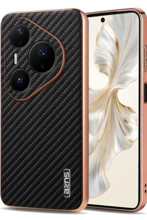 AZNS Electroplated Edge Carbon Fiber Texture Phone Case, For Huawei Pura 80 Ultra 5G, For Huawei Pura 80 Pro / Pro+ 5G, For Huawei Pura 80 5G, For Huawei nova 14 Ultra, For Huawei nova 14 Pro, For Huawei nova 14, For Huawei Mate 70 Pro / 70 Pro+...