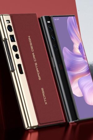 GKK Electroplated Plain Leather Flip Folding Phone Case, For Huawei Mate Xs 2