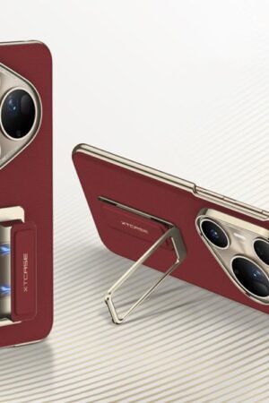 GKK Electroplated Plain Leather Magnetic Wristband Phone Case with Rotating Bracket, For Huawei Pura 80 Ultra 5G