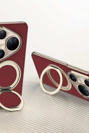 GKK Electroplated Plain Leather Phone Case with Magnetic Rotating Bracket, For Huawei Pura 80 Ultra 5G