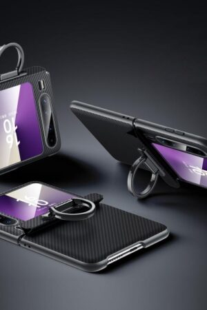 SULADA 600D Kevlar Texture PC Shockproof Phone Case with Rng Holder, For Huawei Pura X, For Huawei Pocket 2